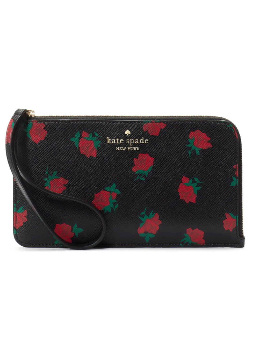 Kate Spade Ditsy Rose Toss Medium Wristlet One Size Black NWT